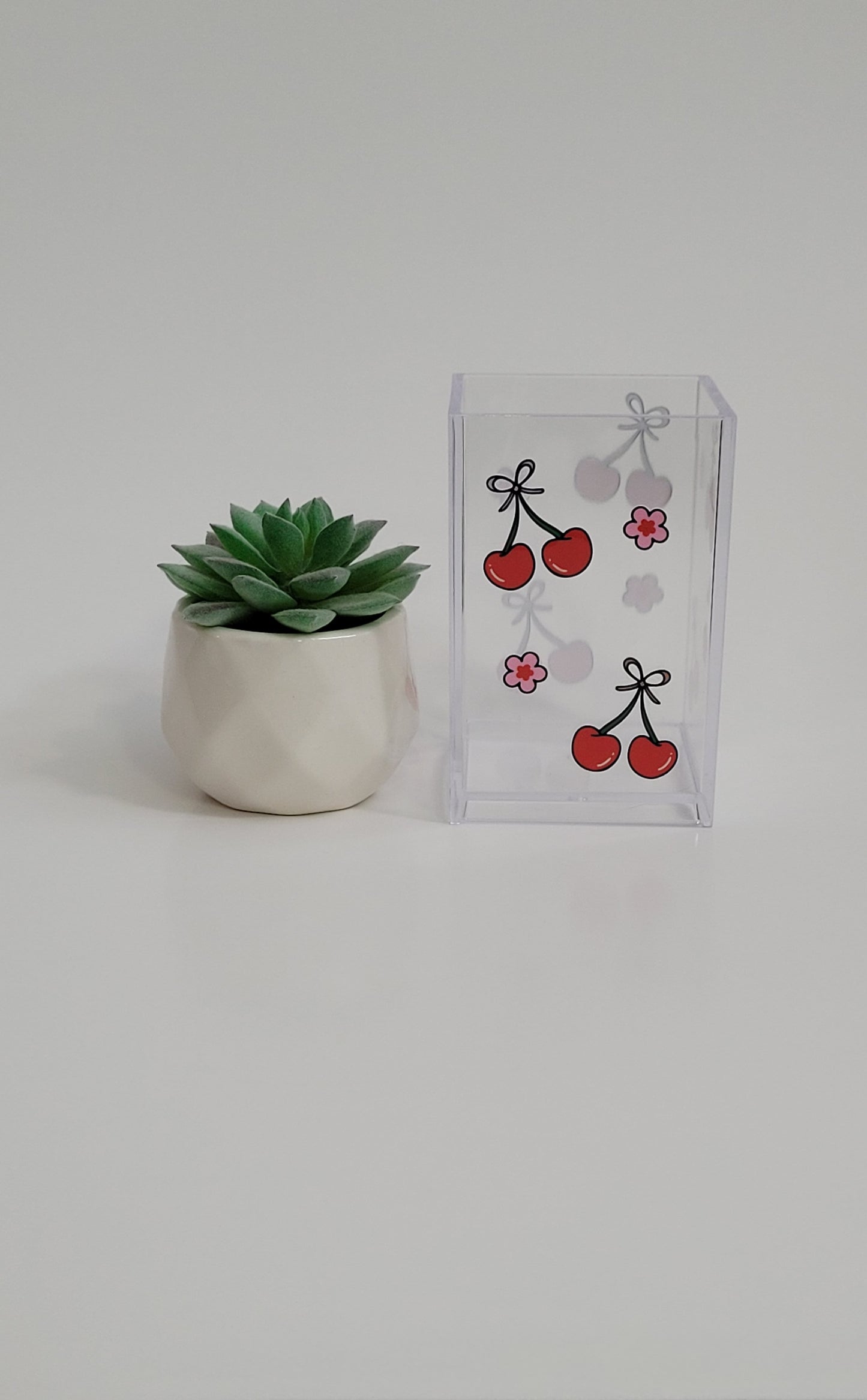 Cherries and Blossoms Pencil Holder