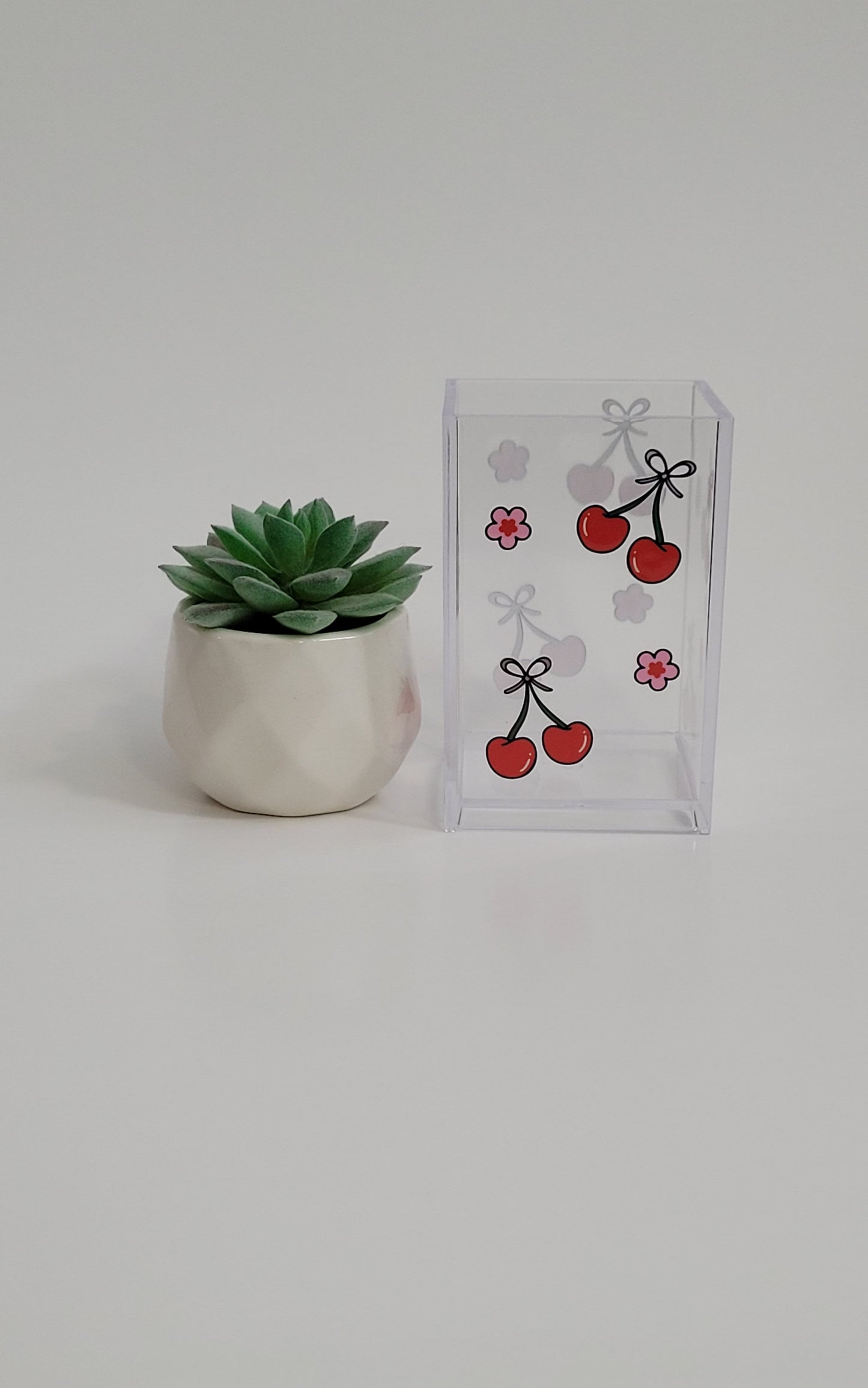 Cherries and Blossoms Pencil Holder