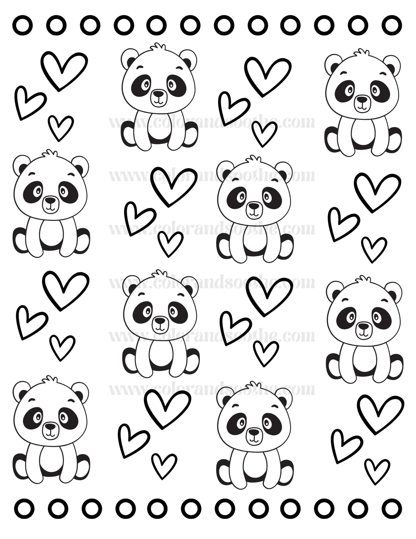 Panda with Hearts