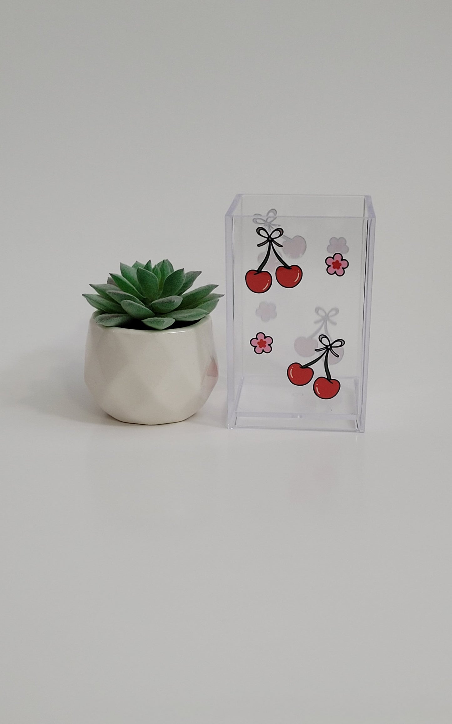 Cherries and Blossoms Pencil Holder