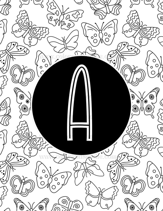 Customized Initial Butterfly Mental Health Coloring Page