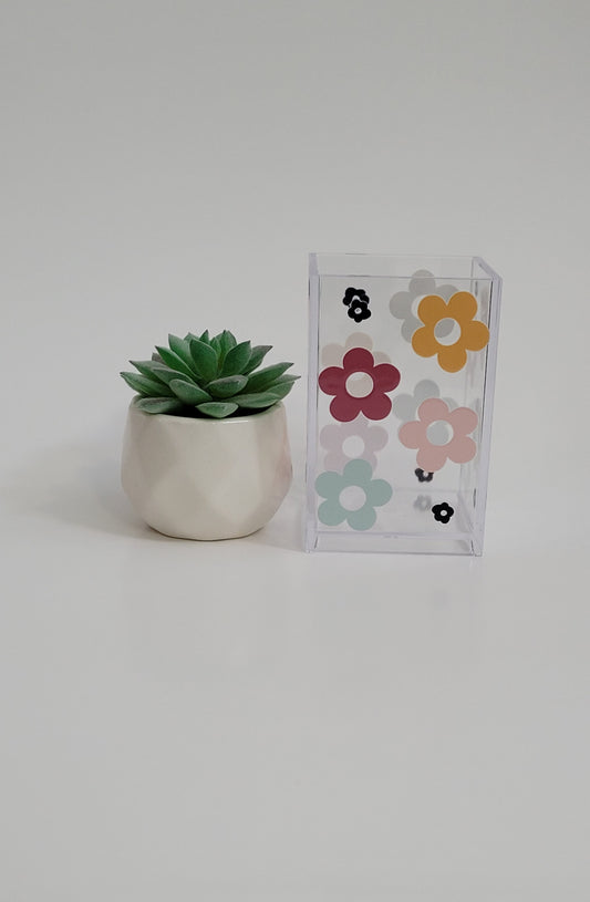 Retro Floral Pencil Holder