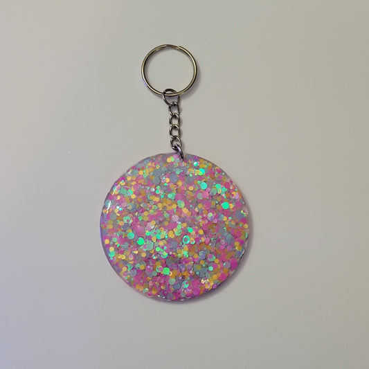 Sunset Confetti Round Keychain