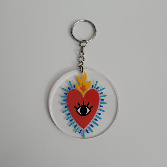 Evil Eye Heart Acrylic Keychain