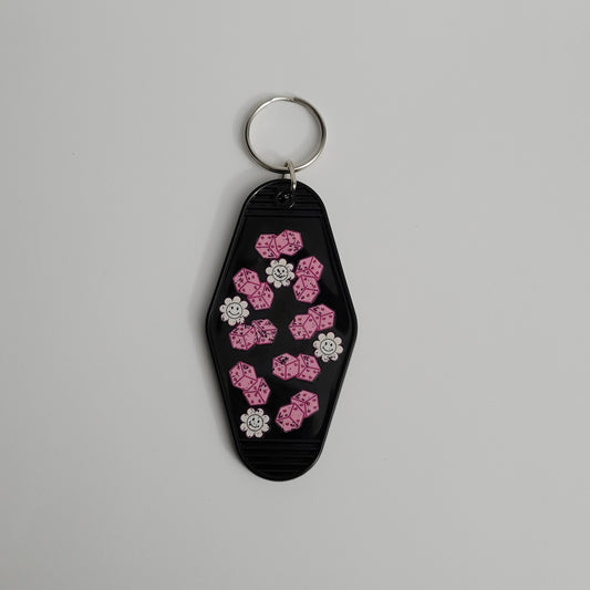 Vintage Dice and Smiley Faces Hotel Keychain
