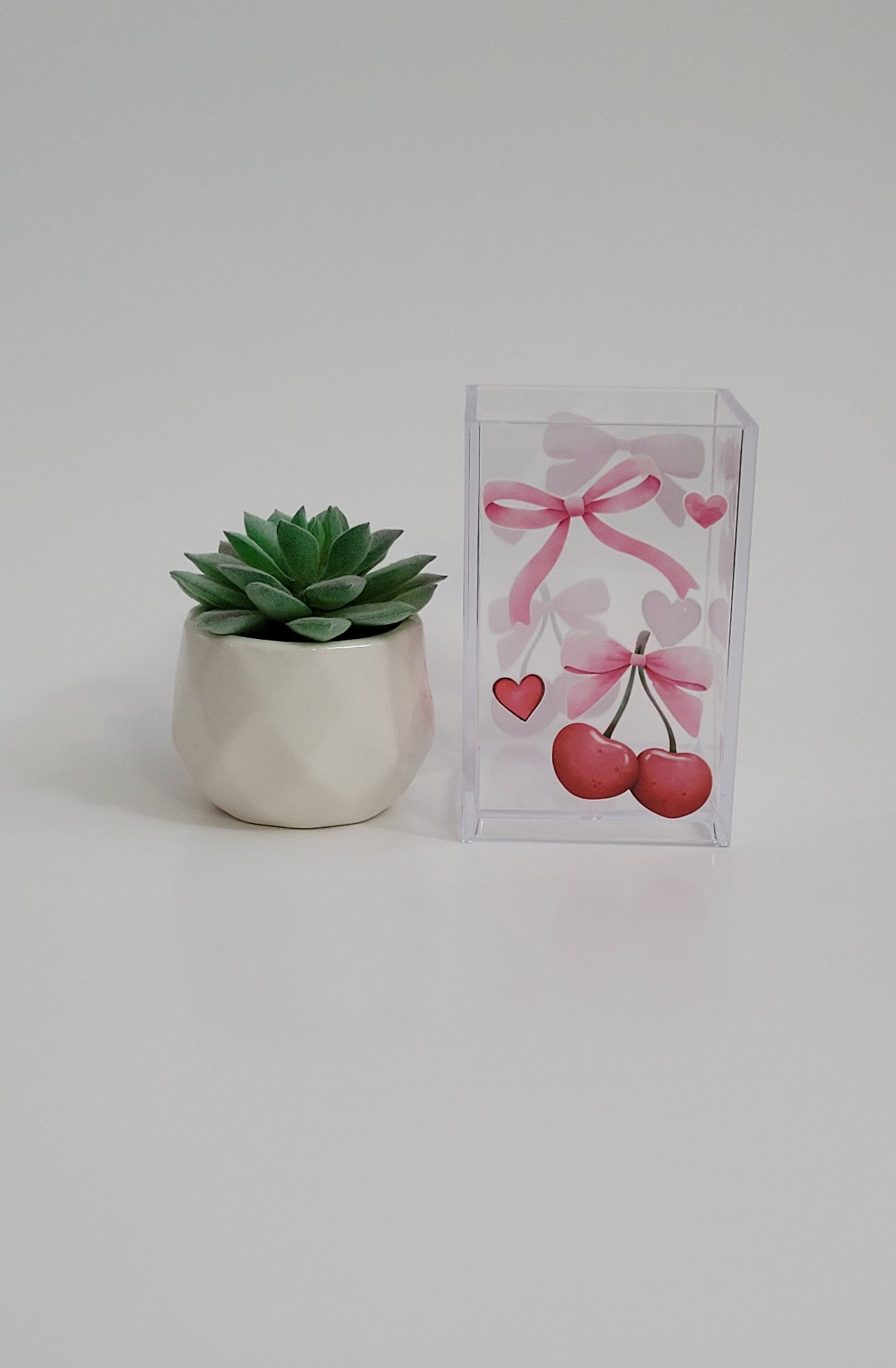 Cherries and Bows Pencil Holder