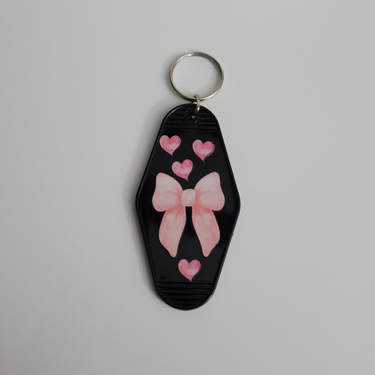Coquette Bow and Hearts Hotel Keychain