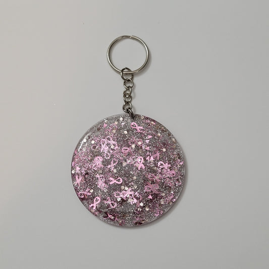 Breast Cancer Awareness Confetti Keychain
