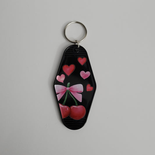 Cherry with Hearts Hotel Keychain