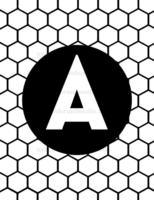 Customized Initial Honeycomb Mental Health Coloring Page