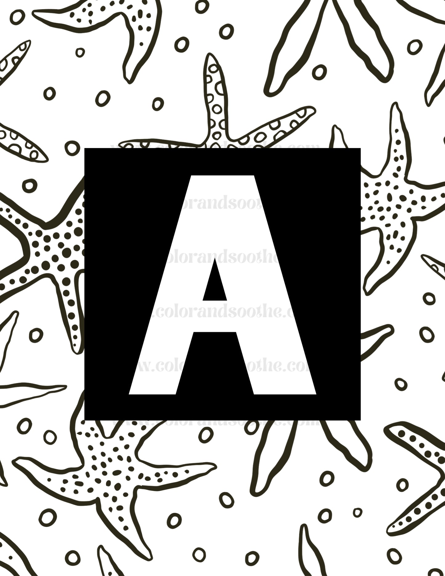 Customized Initial Starfish Mental Health Coloring Page