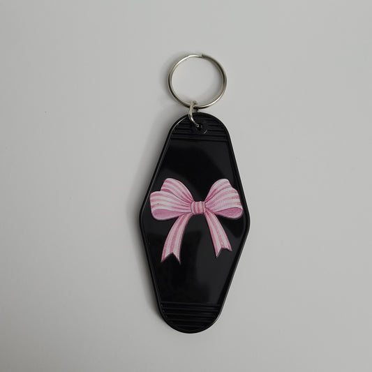 Pink Coquette Bow Hotel Keychain