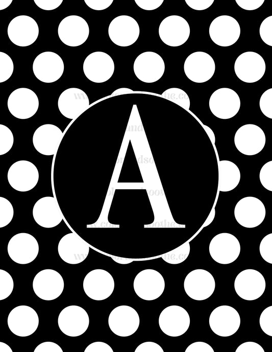 Customized Initial Polka Dots Mental Health Coloring Page