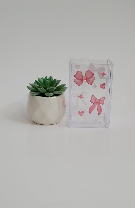 Coquette Bows and Hearts Pencil Holder