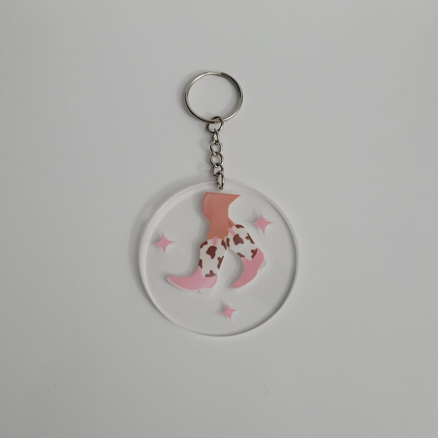 Cow Print Boots Acrylic Keychain