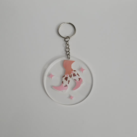 Cow Print Boots Acrylic Keychain