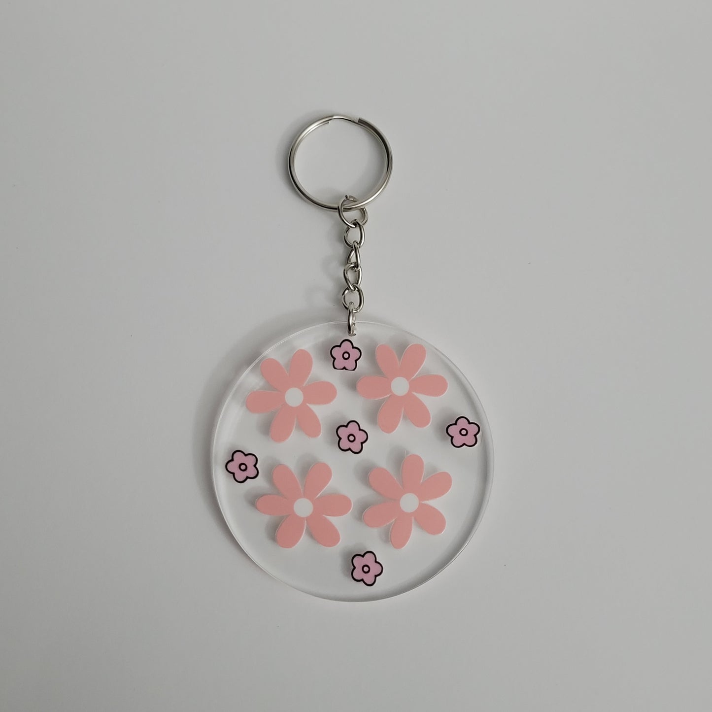 Pink Florals Acrylic Keychain