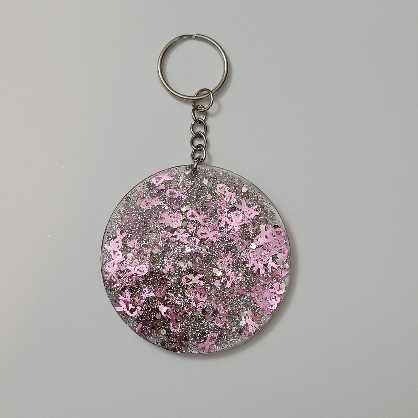Breast Cancer Awareness Confetti Keychain