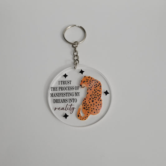 Inspirational Leopard Acrylic Keychain