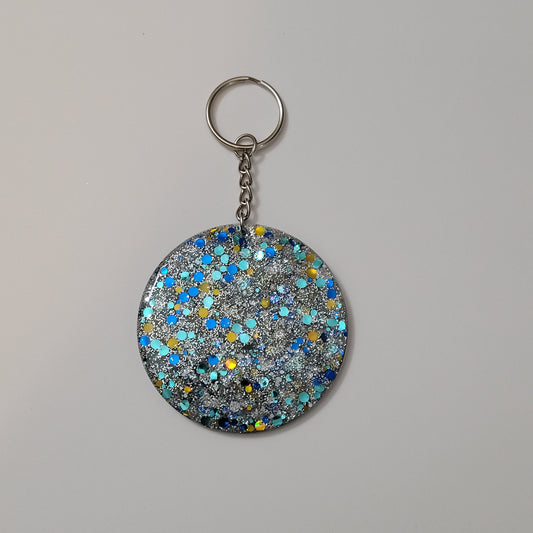 Turquoise Sunrise Confetti Keychain