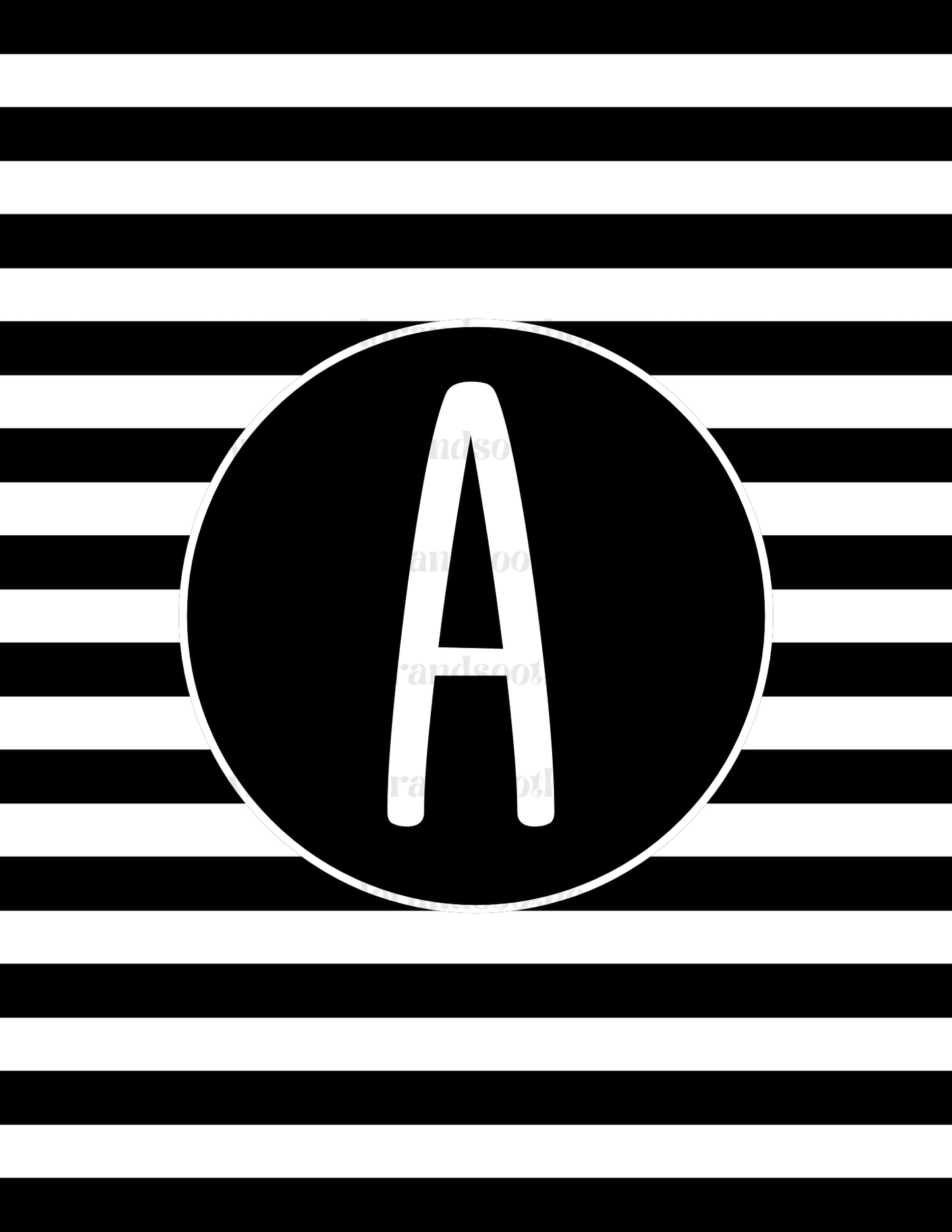 Customized Initial Striped Mental Health Coloring Page
