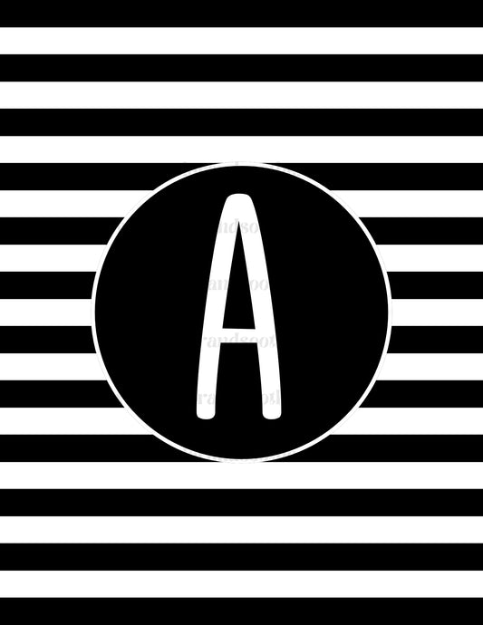 Customized Initial Striped Mental Health Coloring Page