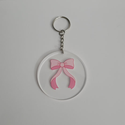 Pink Coquette Bow Acrylic Keychain