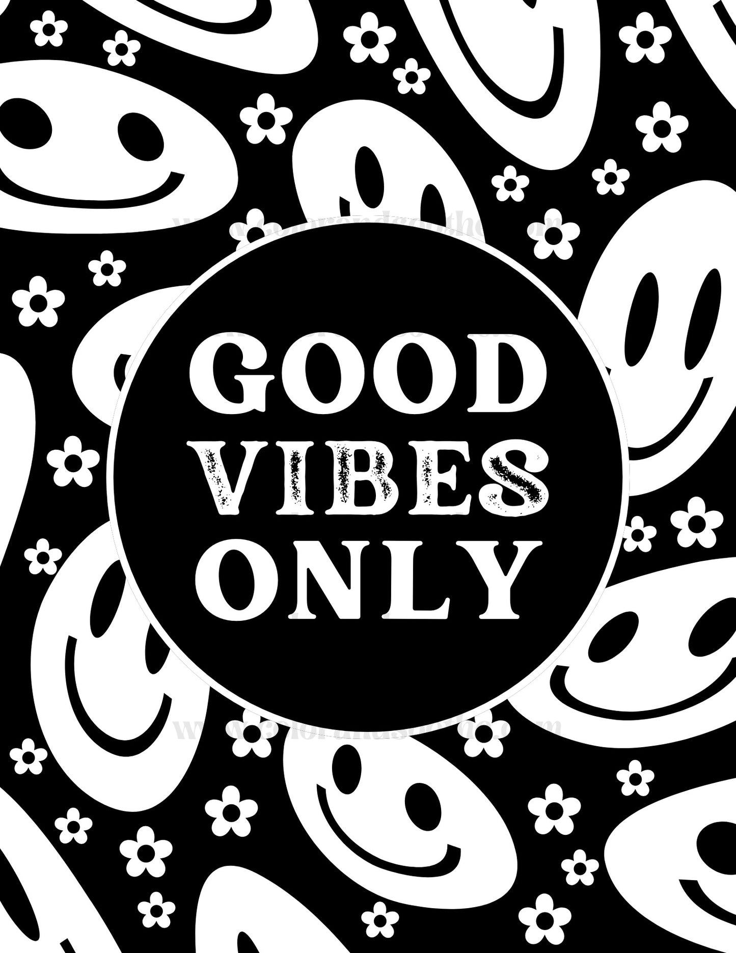 Good Vibes Only Smiley Florals